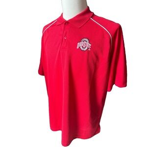 Ohio State Buckeyes Polo Shirt Vintage‎ Red Short Sleeve Embroidered Logo MensXL